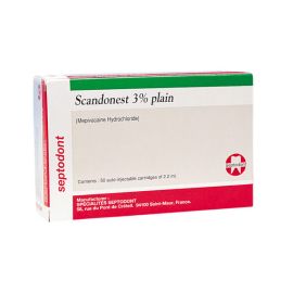 Scandonest 3% Plain Mepivacaine Hydrochloride Cartridges Of 2.2ml -Pack Of 50 Cartridges
