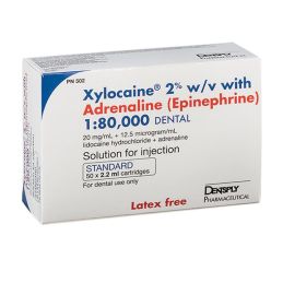 Xylocaine 2% with Adrenaline Standard 2.2ml Cartridges Latex Free - 1 Pack Of 50 