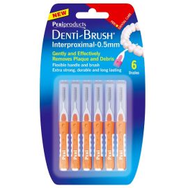 Denti-Brush Interproximal - 0.5mm Orange - 6 Brushes Per Pack