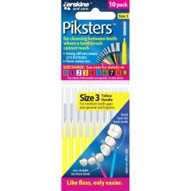 Piksters Interdental Brush - Size 3 Yellow 0.60mm - 10 Brushes Per Pack
