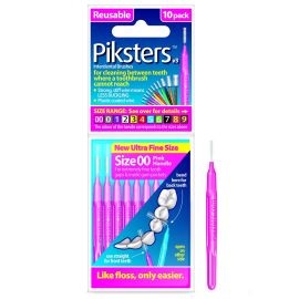 Piksters Interdental Toothbrush - Size 00 Pink - 10 Brushes Per Pack