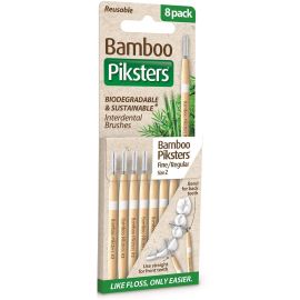 Piksters Bamboo Interdental Brush - Size 2 White 0.55mm - 8 Brushes Per Pack
