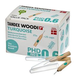 Tandex WOODI Turquoise PHD 0.6 ISO 0 Interdental Brushes - Pack Of 25