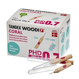 Tandex WOODI Coral PHD 0.7 ISO 1 Interdental Brushes - Pack Of 25