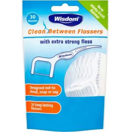 Wisdom Clean Between Easy Slide Flosser - P Shaped - 30 Flossers Per Pack