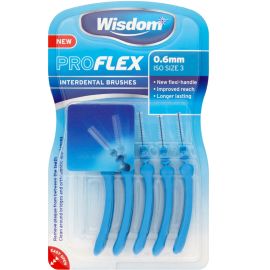 Wisdom Pro Flex Interdental Brush - 0.60mm Blue - 5 Brushes Per Pack