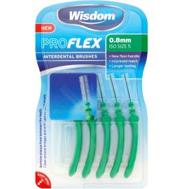 Wisdom Pro Flex Interdental Brush - 0.80mm Green - 5 Brushes Per Pack
