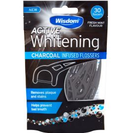 Wisdom Active Whitening Charcoal Floss Harps 1 Pack Of 30