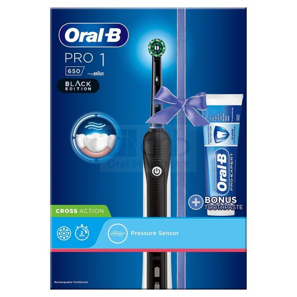 Inwoner Oranje Matig Oral-B Pro 650 Crossaction Black Electric Toothbrush With Toothpaste -  Wholesale Dental Supplier